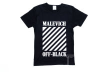 Темно-синяя футболка с картинкой и надписью «MALEVICH OFF-BLACK»